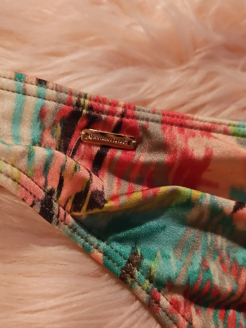 Vs Vintage 2012 Tropical Abstract Tease Halter Cheeky  Bikini